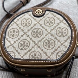 Authentic Tory Burch Brown and Cream Crossbody Bag